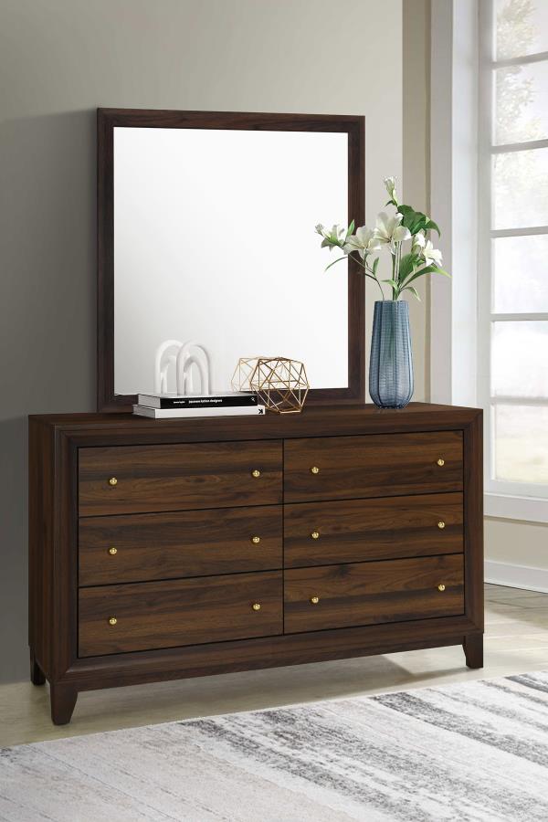 Welsley 6-drawer Dresser and Mirror Walnut view 2