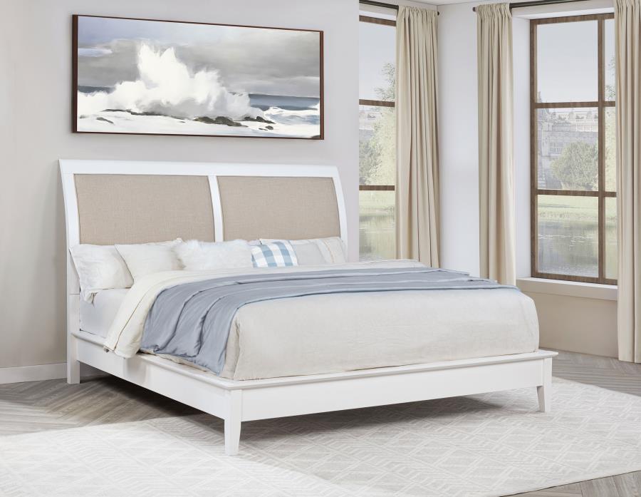 Bexhill 56-inch Upholstered Eastern King Panel Bed White view 2