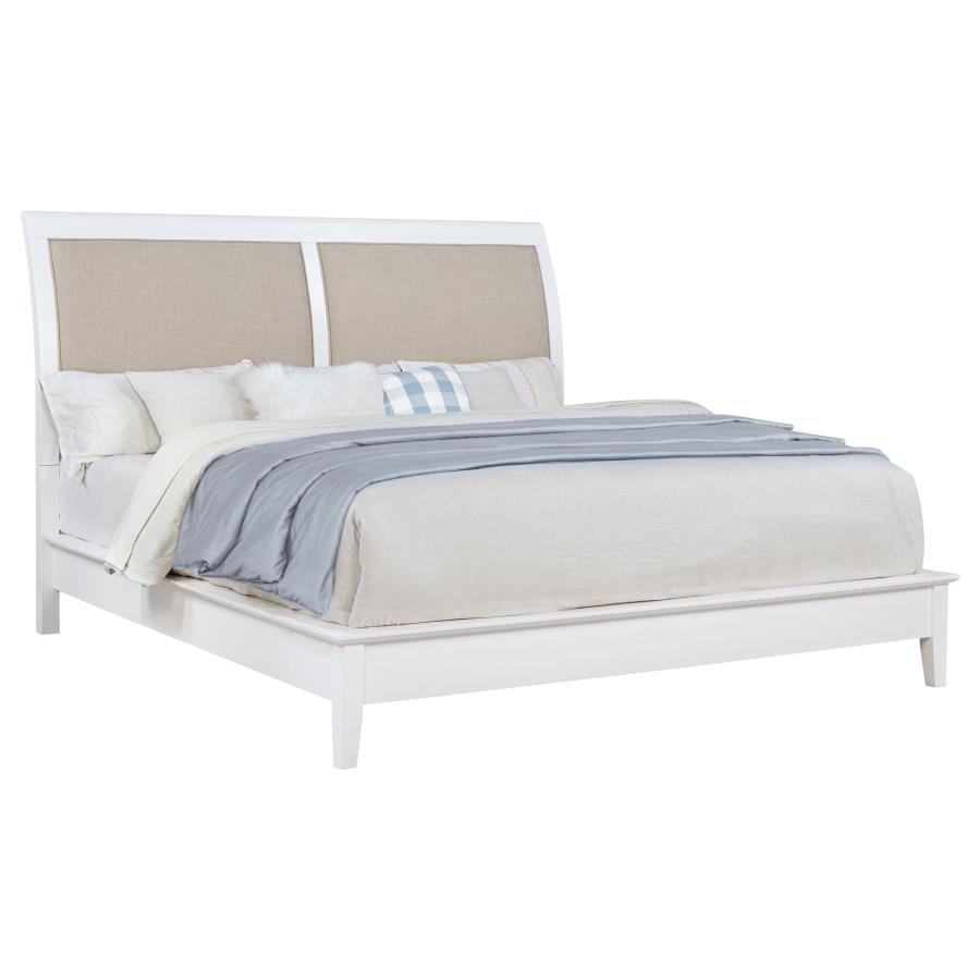 Bexhill 56-inch Upholstered Eastern King Panel Bed White view 3