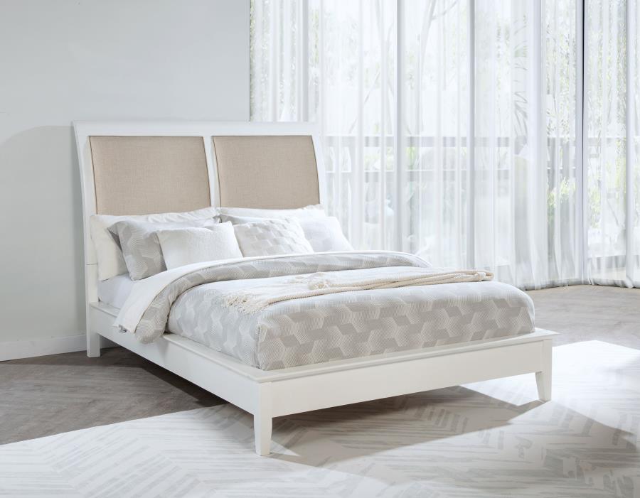 Bexhill 56-inch Upholstered Queen Panel Bed White view 2
