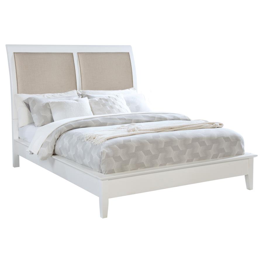 Bexhill 56-inch Upholstered Queen Panel Bed White view 3
