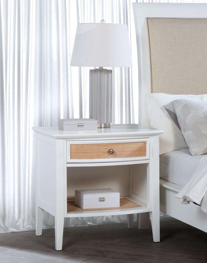 Bexhill 1-drawer Nightstand Bedside Table White view 2