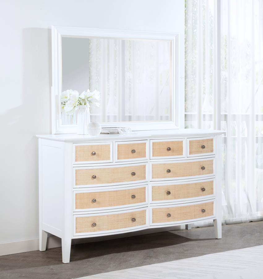 Bexhill 10-drawer Dresser and Mirror White view 2