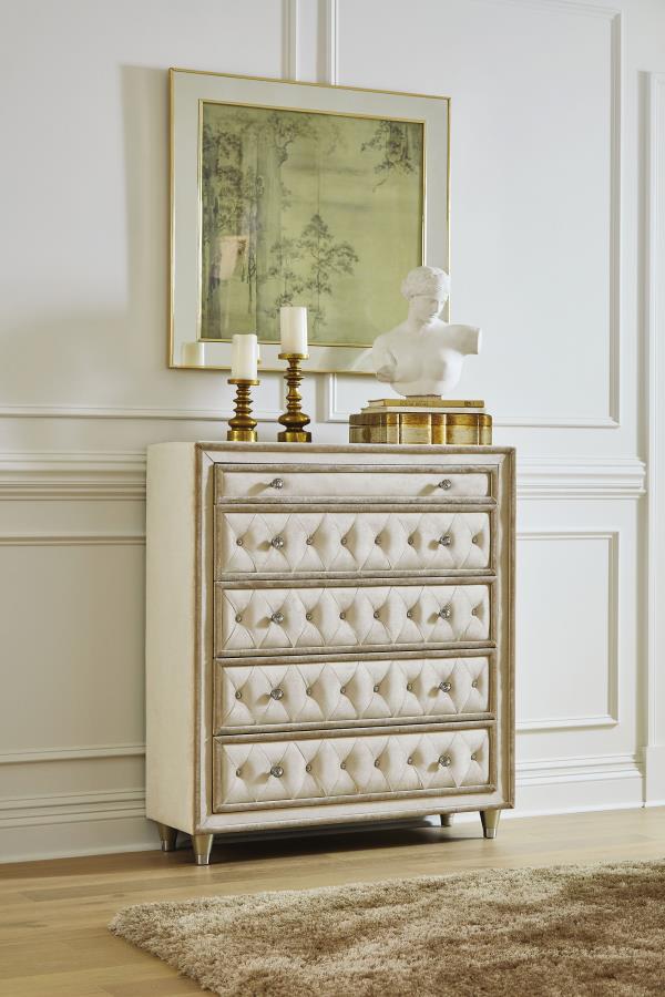 Antonella 5-drawer Bedroom Chest Ivory and Camel view 2