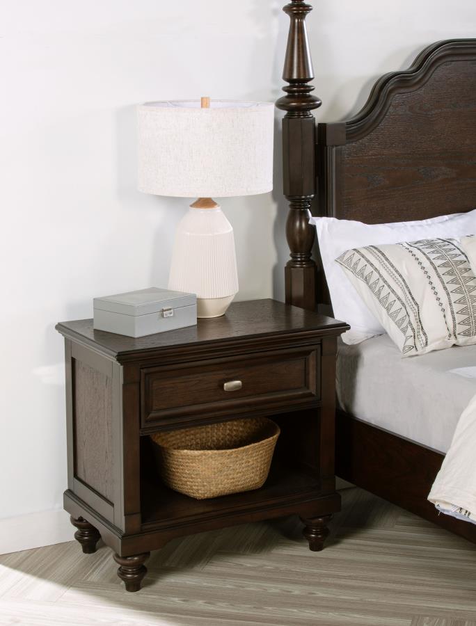 Andover 1-drawer Nightstand Bedside Table Dark Oak view 2