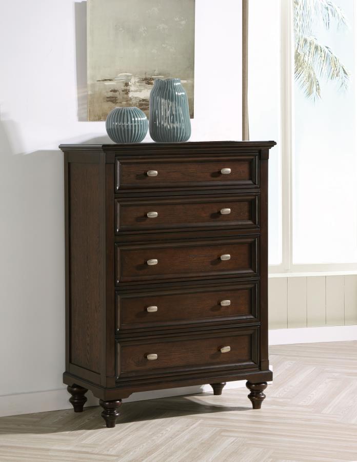Andover 5-drawer Chest of Drawers Dark Oak view 2
