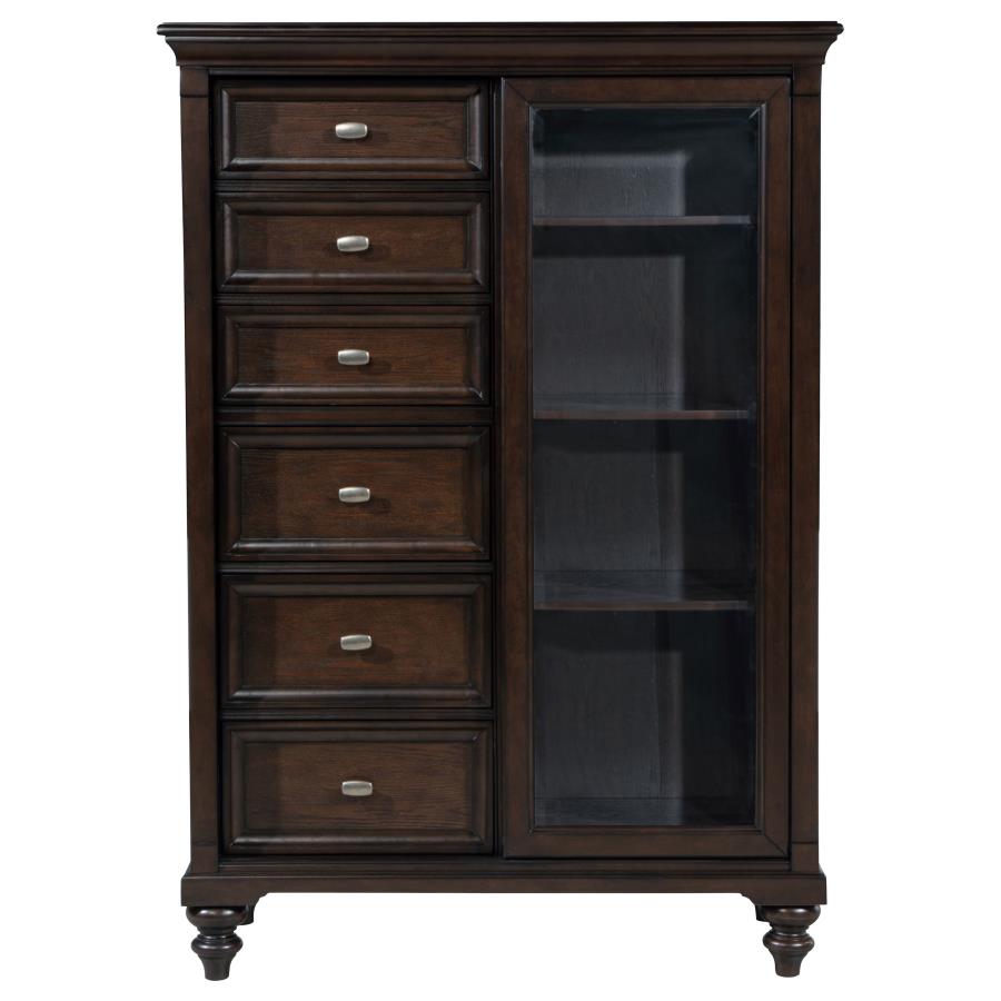 Andover 6-drawer Tempered Glass Door Chest Dark Oak view 3