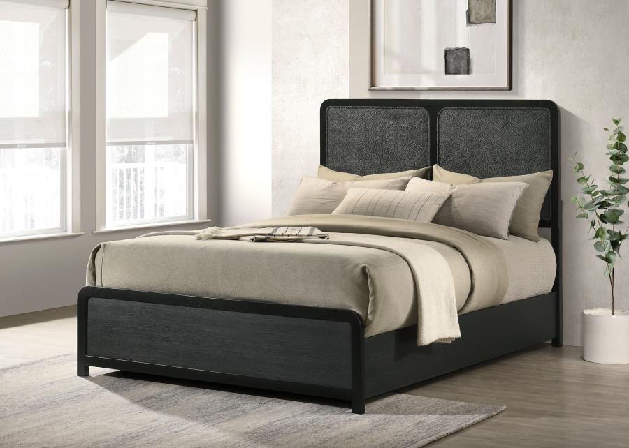 Cavelle 51-inch Upholstered Full Panel Bed Black view 2