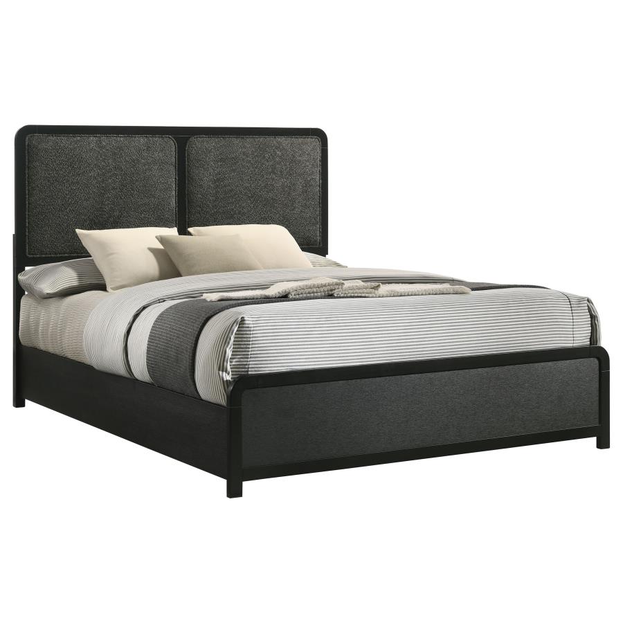 Cavelle 51-inch Upholstered Eastern King Panel Bed Black view 3