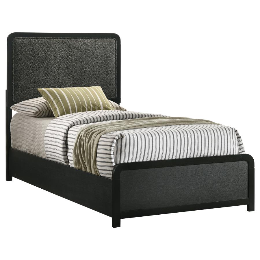 Cavelle 51-inch Upholstered Twin Panel Bed Black view 3