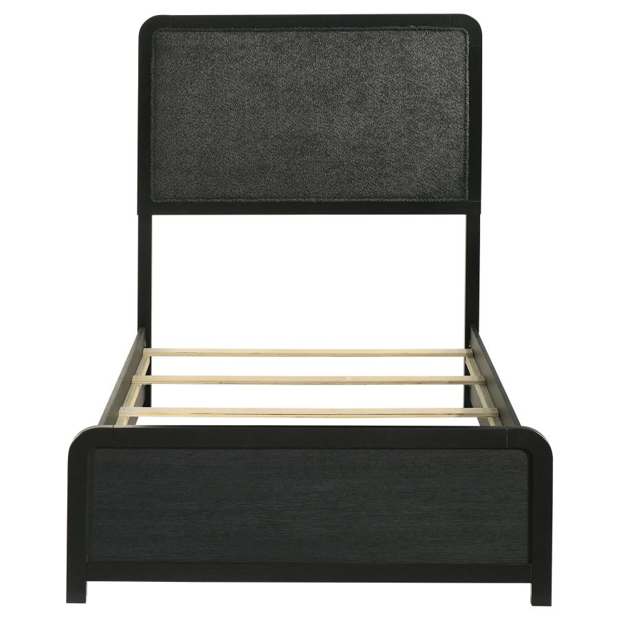 Cavelle 51-inch Upholstered Twin Panel Bed Black view 4