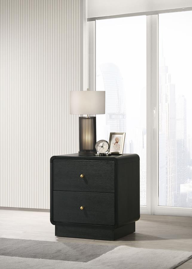 Cavelle 2-drawer Nightstand Bedside Table Black view 2