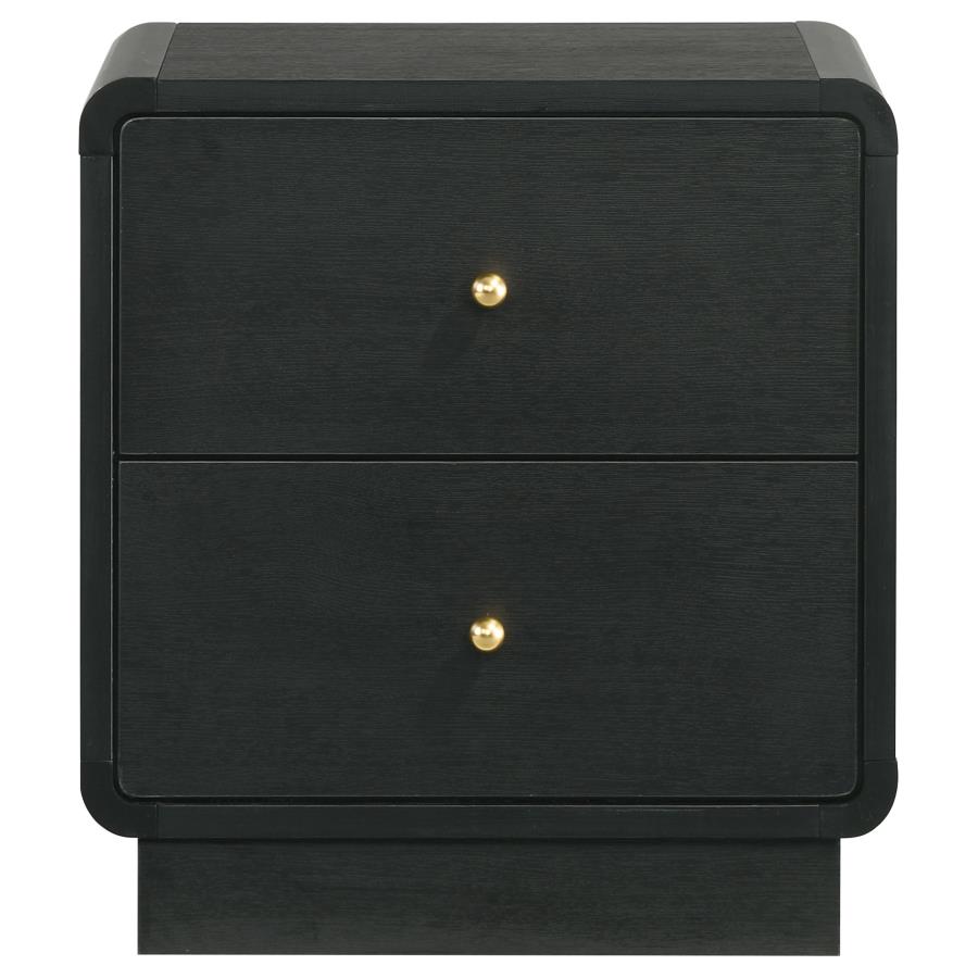 Cavelle 2-drawer Nightstand Bedside Table Black view 3