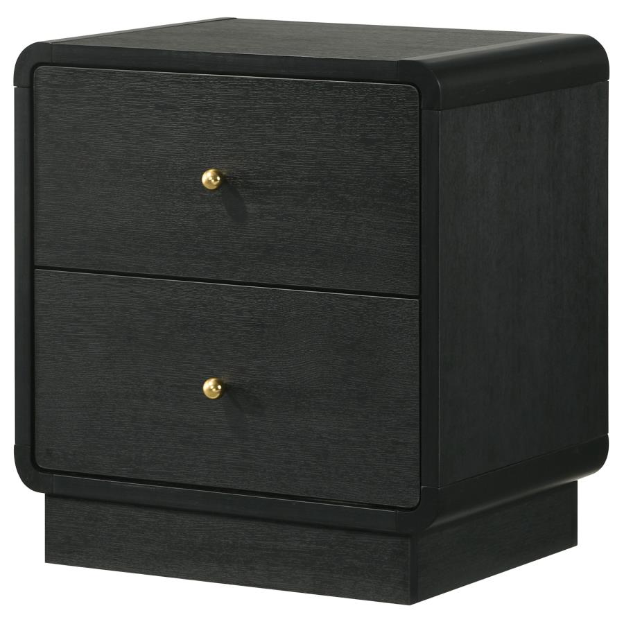 Cavelle 2-drawer Nightstand Bedside Table Black view 4
