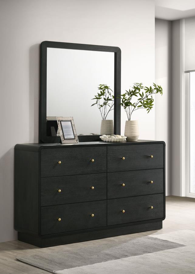 Cavelle 6-drawer Dresser and Mirror Black view 2
