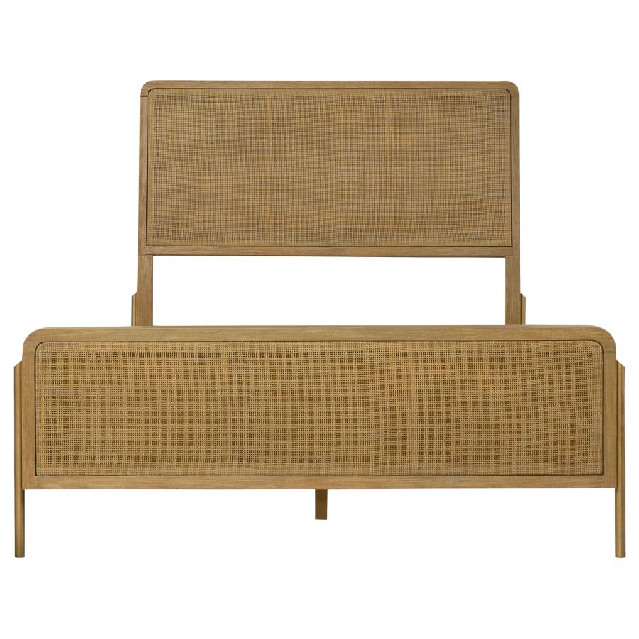Arini Rattan Queen Panel Bed Sand Wash and Natural Cane view 3