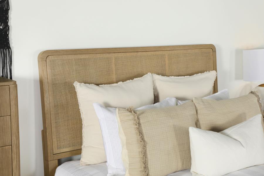 Arini Rattan Queen Panel Bed Sand Wash and Natural Cane view 7
