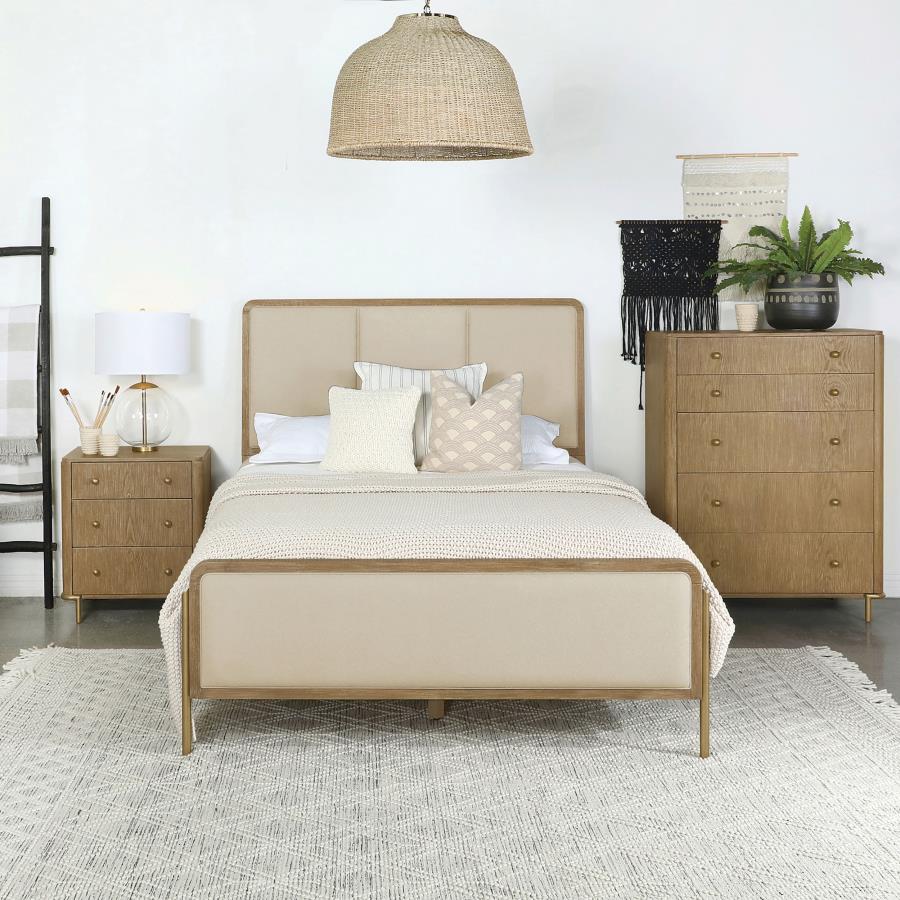Arini 56-inch Eastern King Panel Bed Cream and Sand Wash view 2