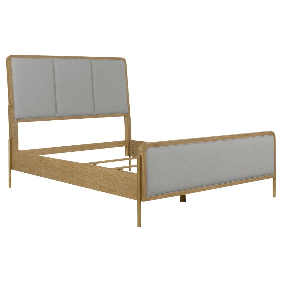 Arini Upholstered Eastern King Panel Bed Sand Wash and Grey — Bedroom Furniture