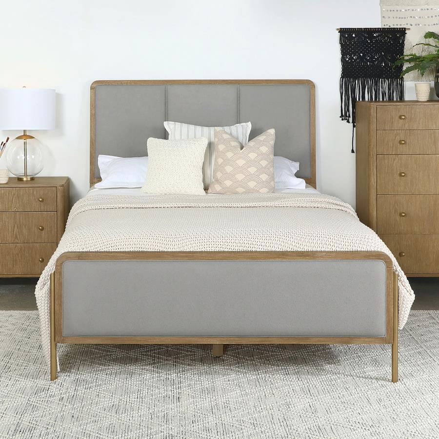 Arini Upholstered Eastern King Panel Bed Sand Wash and Grey view 2