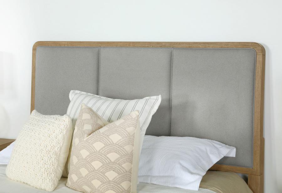 Arini Upholstered Eastern King Panel Bed Sand Wash and Grey view 6