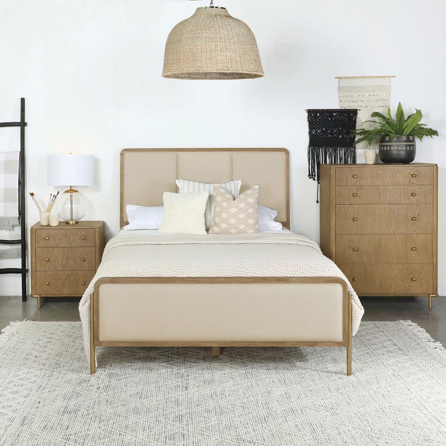 Arini 56-inch Queen Panel Bed Cream and Sand Wash view 2
