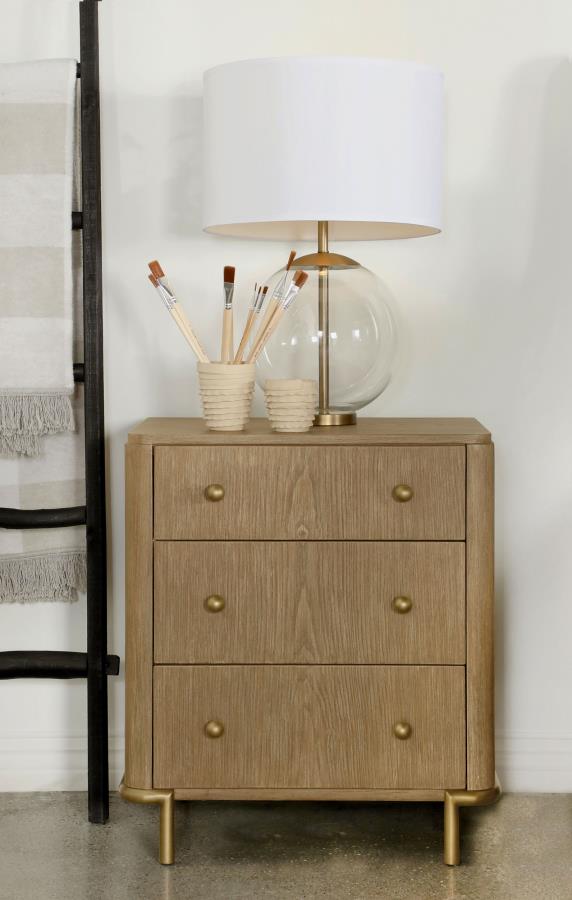 Arini 3-drawer Nightstand Sand Wash view 2