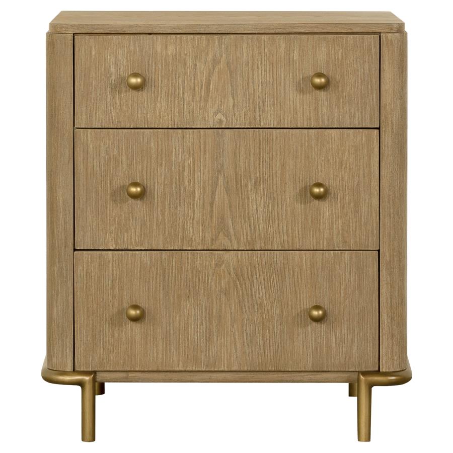Arini 3-drawer Nightstand Sand Wash view 3