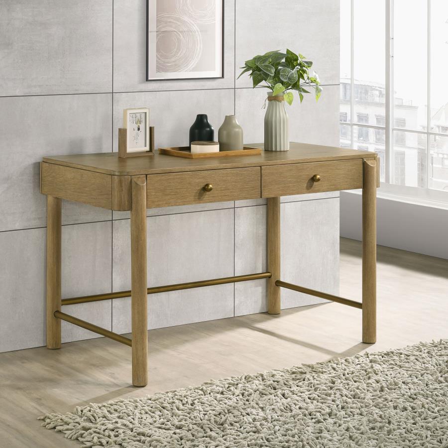 Arini 2-drawer Vanity Desk Makeup Table Sand Wash view 2