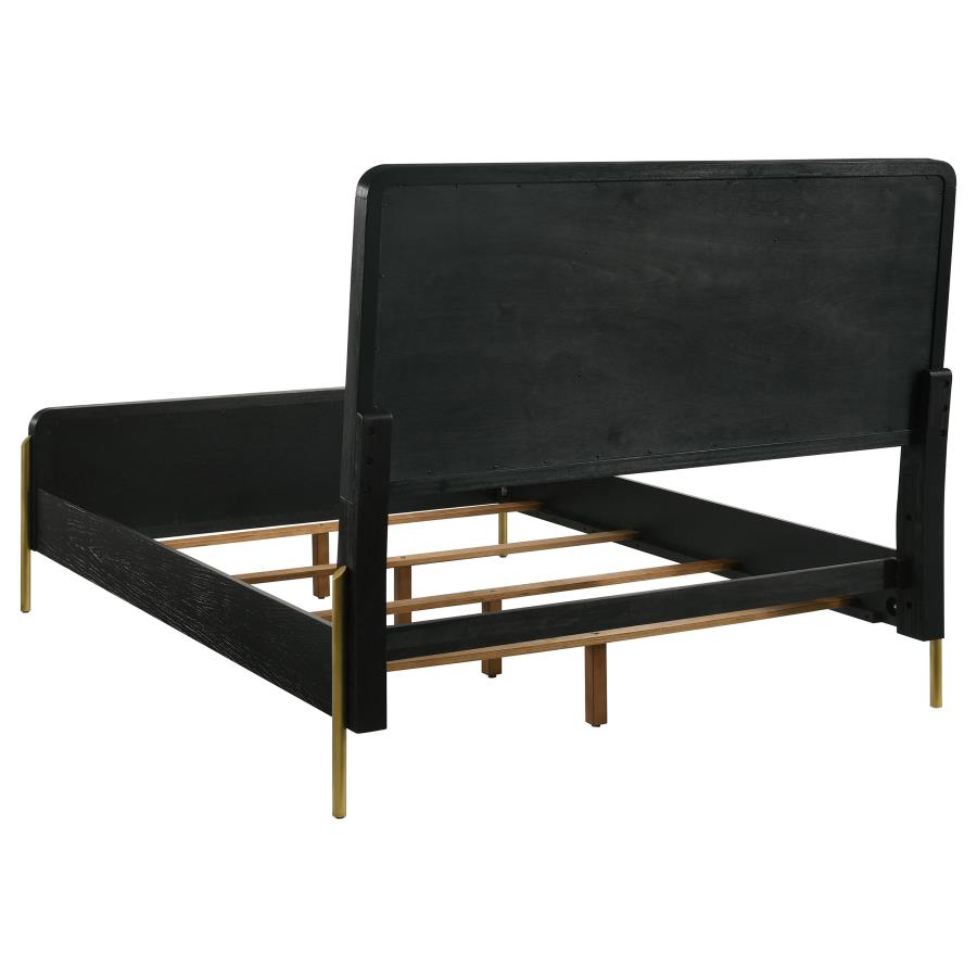 Arini Rattan Queen Panel Bed Black and Natural view 4