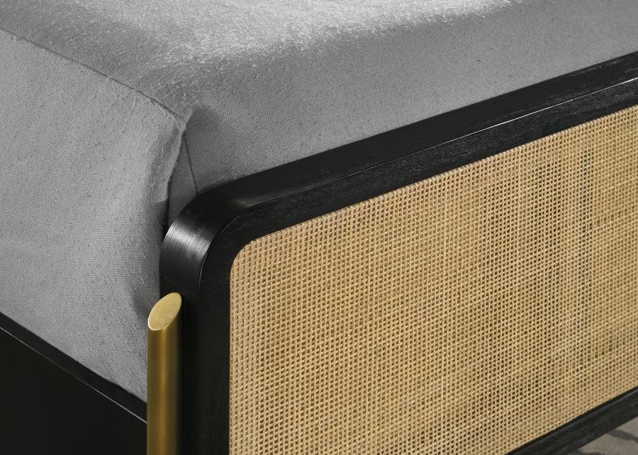 Arini Rattan Queen Panel Bed Black and Natural view 6