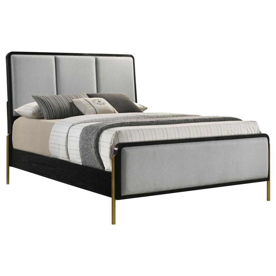 Arini Upholstered Eastern King Panel Bed Black and Grey view 3