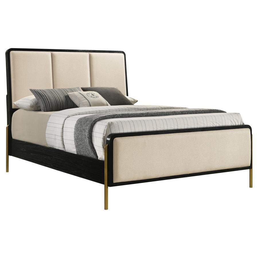 Arini 56-inch Queen Panel Bed Cream and Black view 3