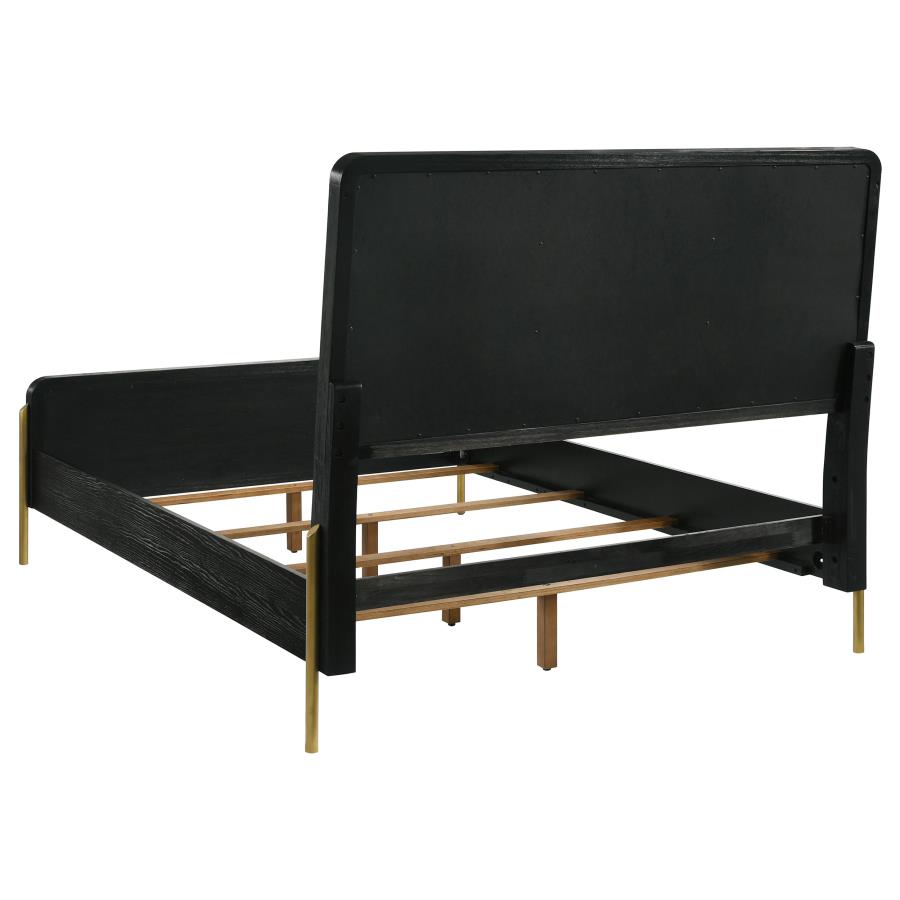 Arini Upholstered Queen Panel Bed Black and Grey view 4