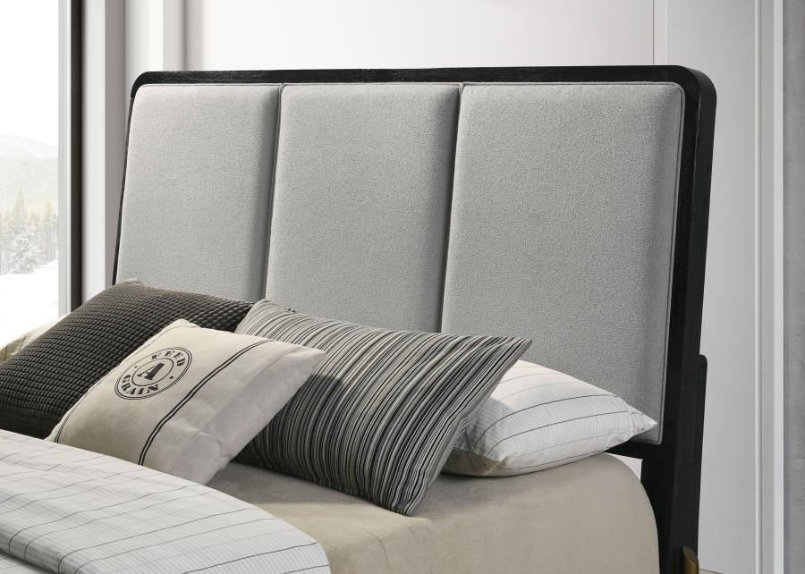 Arini Upholstered Queen Panel Bed Black and Grey view 5