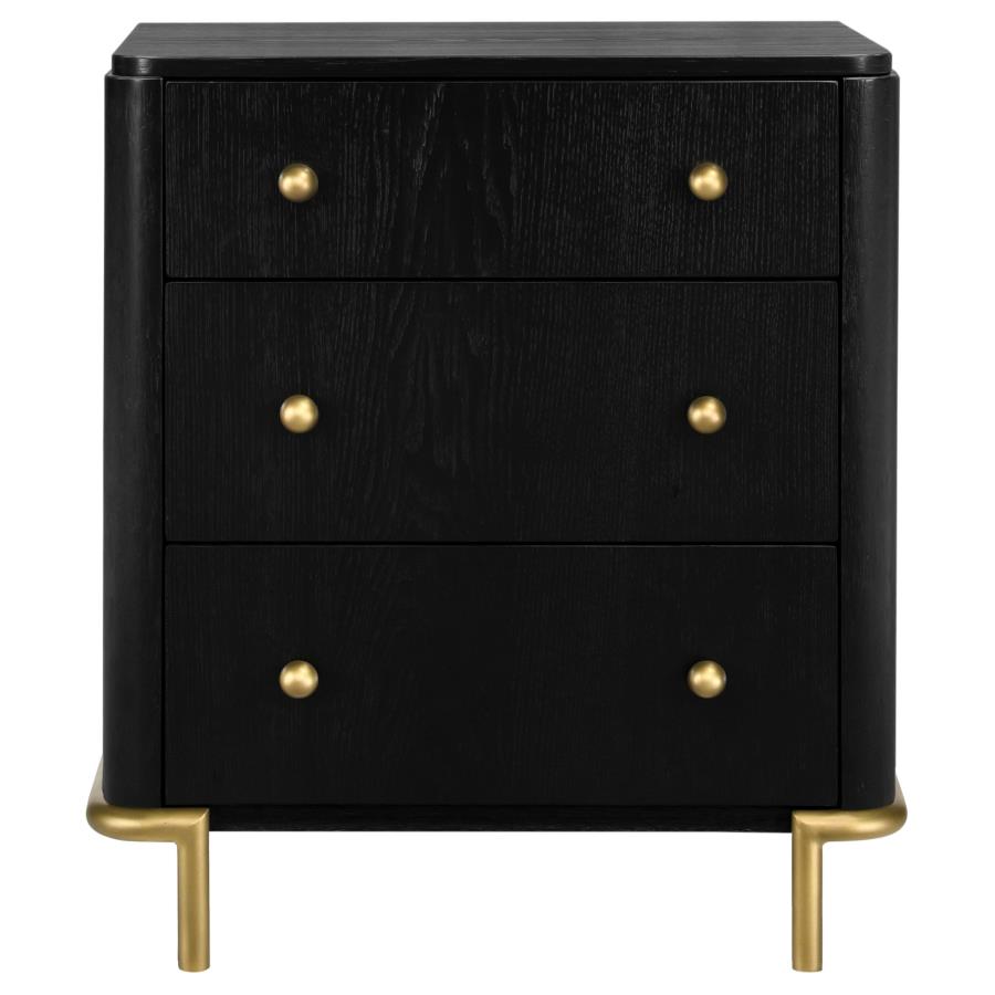 Arini 3-drawer Nightstand Black view 3