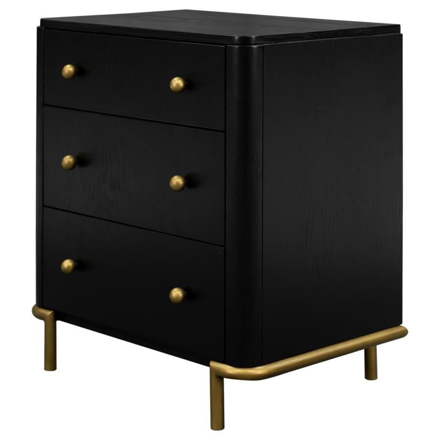 Arini 3-drawer Nightstand Black view 4