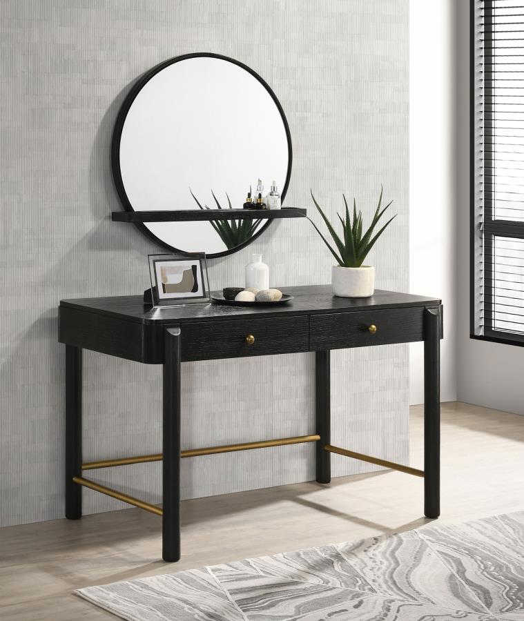 Arini 2-piece Makeup Vanity Table and Mirror Set Black view 2