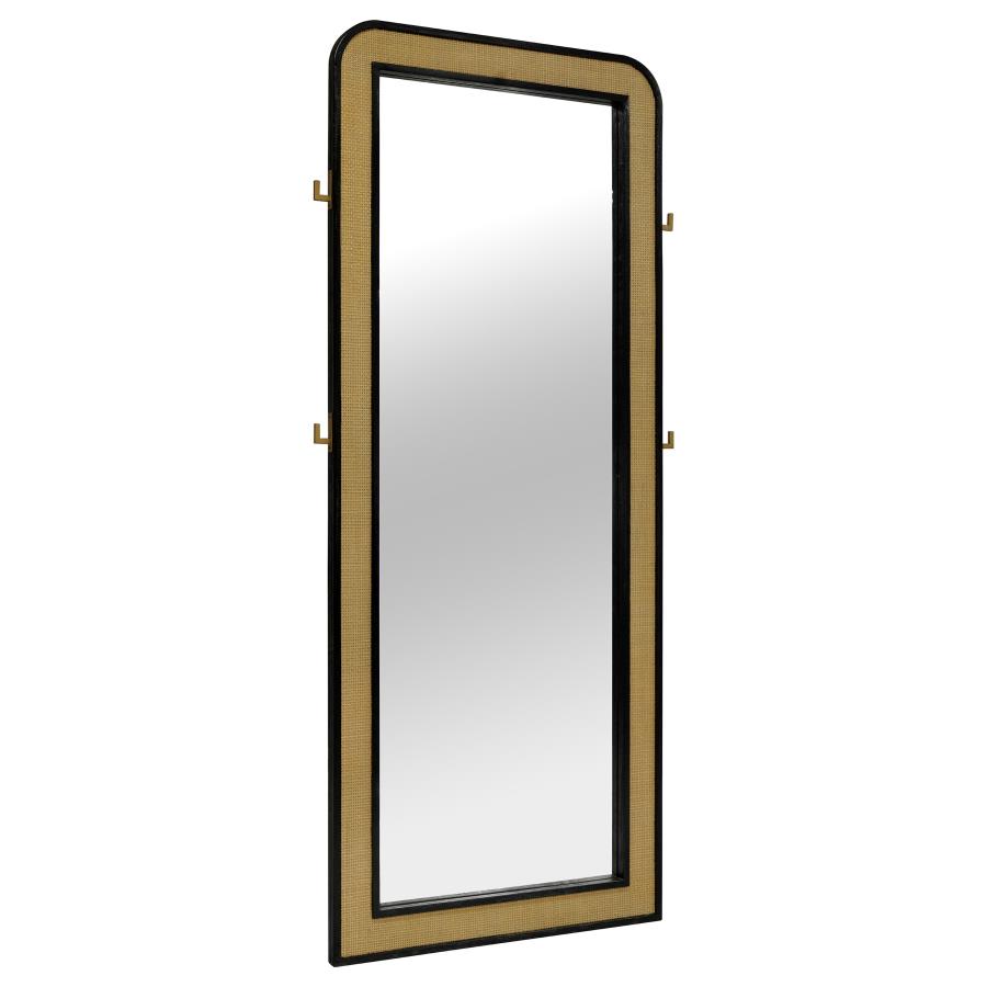 Arini Cane Weave Full Length Standing Floor Mirror Black view 2