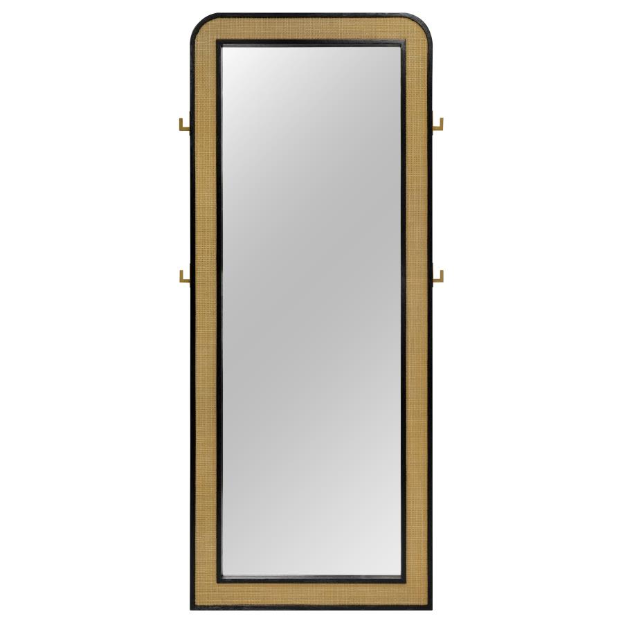 Arini Cane Weave Full Length Standing Floor Mirror Black view 3