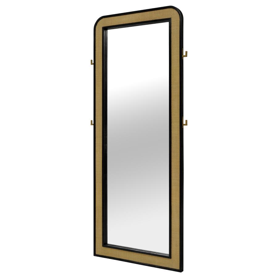 Arini Cane Weave Full Length Standing Floor Mirror Black view 4