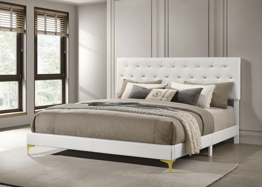 Kendall Upholstered Eastern King Panel Bed White view 2