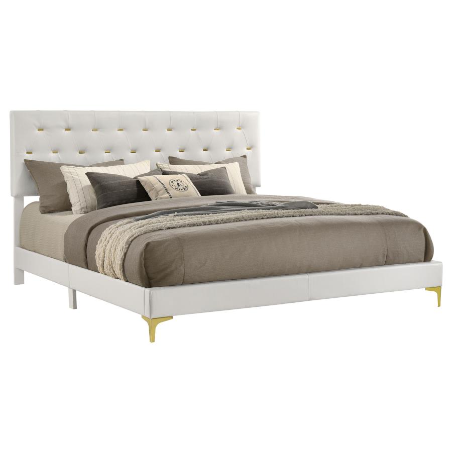 Kendall Upholstered Eastern King Panel Bed White view 3