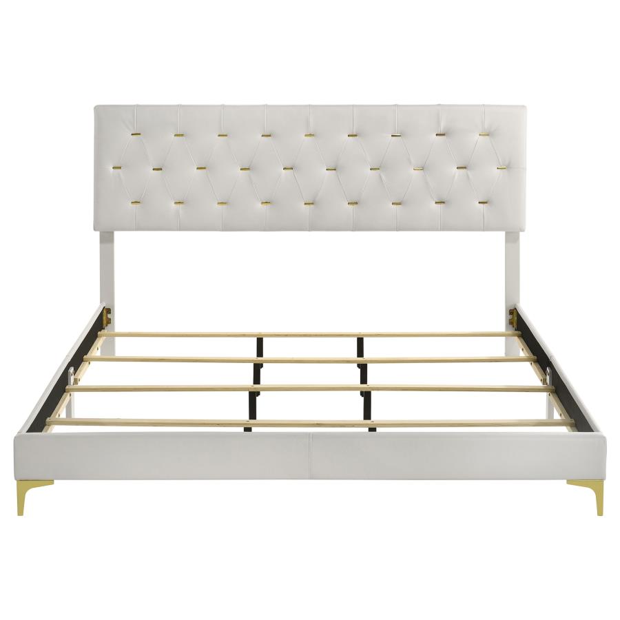Kendall Upholstered Eastern King Panel Bed White view 4