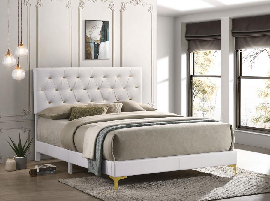 Kendall Upholstered Queen Panel Bed White view 2