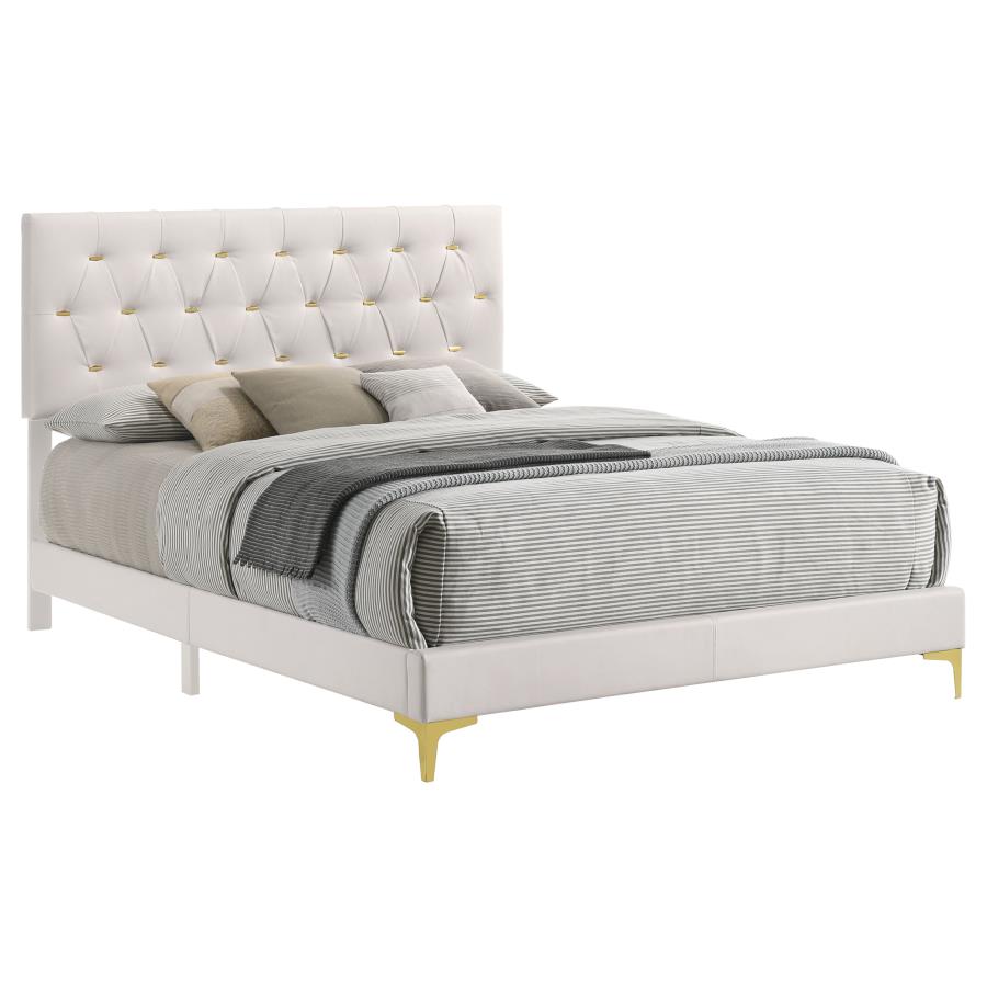 Kendall Upholstered Queen Panel Bed White view 3