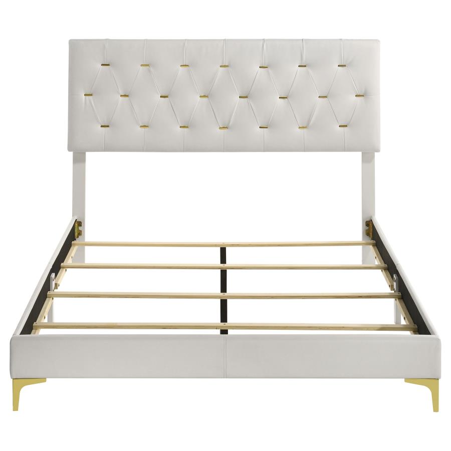 Kendall Upholstered Queen Panel Bed White view 4