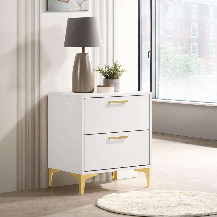 Kendall 2-drawer Nightstand White view 2