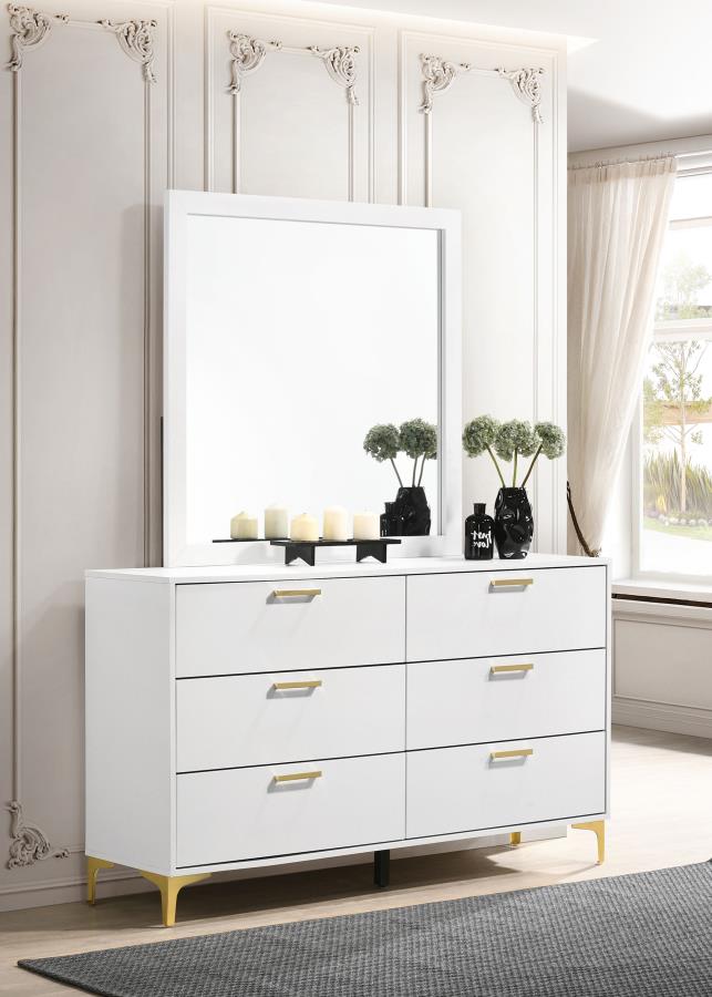 Kendall 6-drawer Dresser with Mirror White view 2