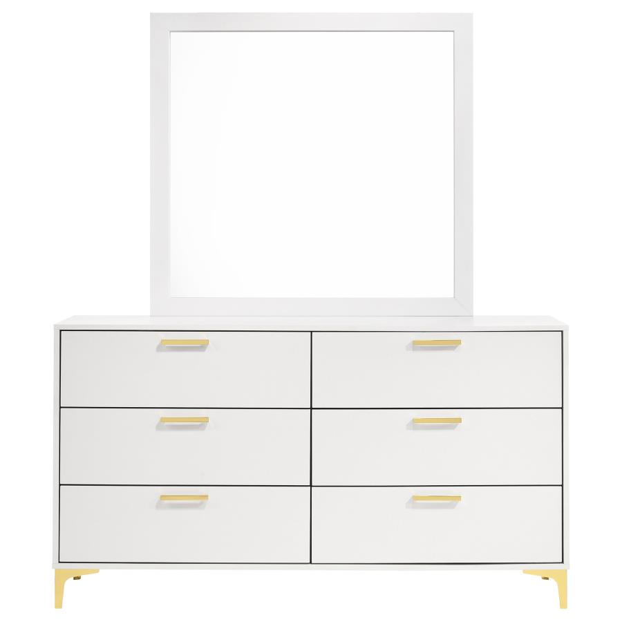 Kendall 6-drawer Dresser with Mirror White view 3